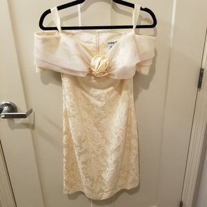 SOLD - EVENING CHIC BY LOLA BERENT Vintage Cream Floral Dress - Size 5/6